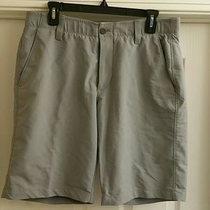 UNDER ARMOUR, SHORTS, WAIST 34, GREY